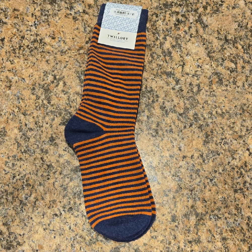 Men's Navy and Orange Striped Socks